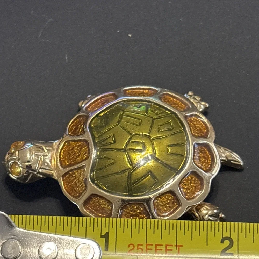 Vintage Gold Tone Turtle Trinket Box - Magnetic Shell Locket Pill Box Compact